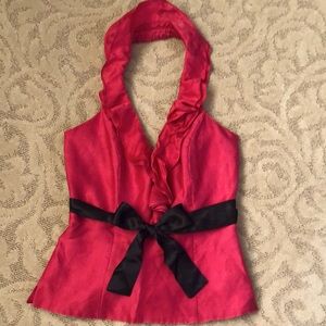 White House Black Market 100% pure red silk halter top. Size 4